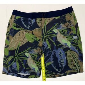 Rhone Barrier Swim Short Mens Large Tropical Green Blue Parrot 6 Inseam NEW